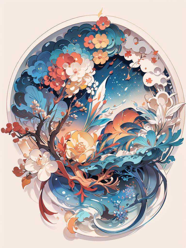 Splash ink,  scatter,  particles drift on Tensor.Art
