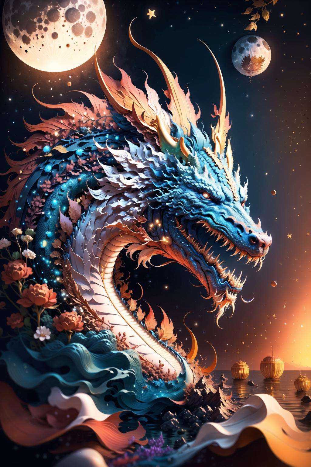 A giant Chinese dragon ,  look at the viewer,  Splash ink on Tensor.Art