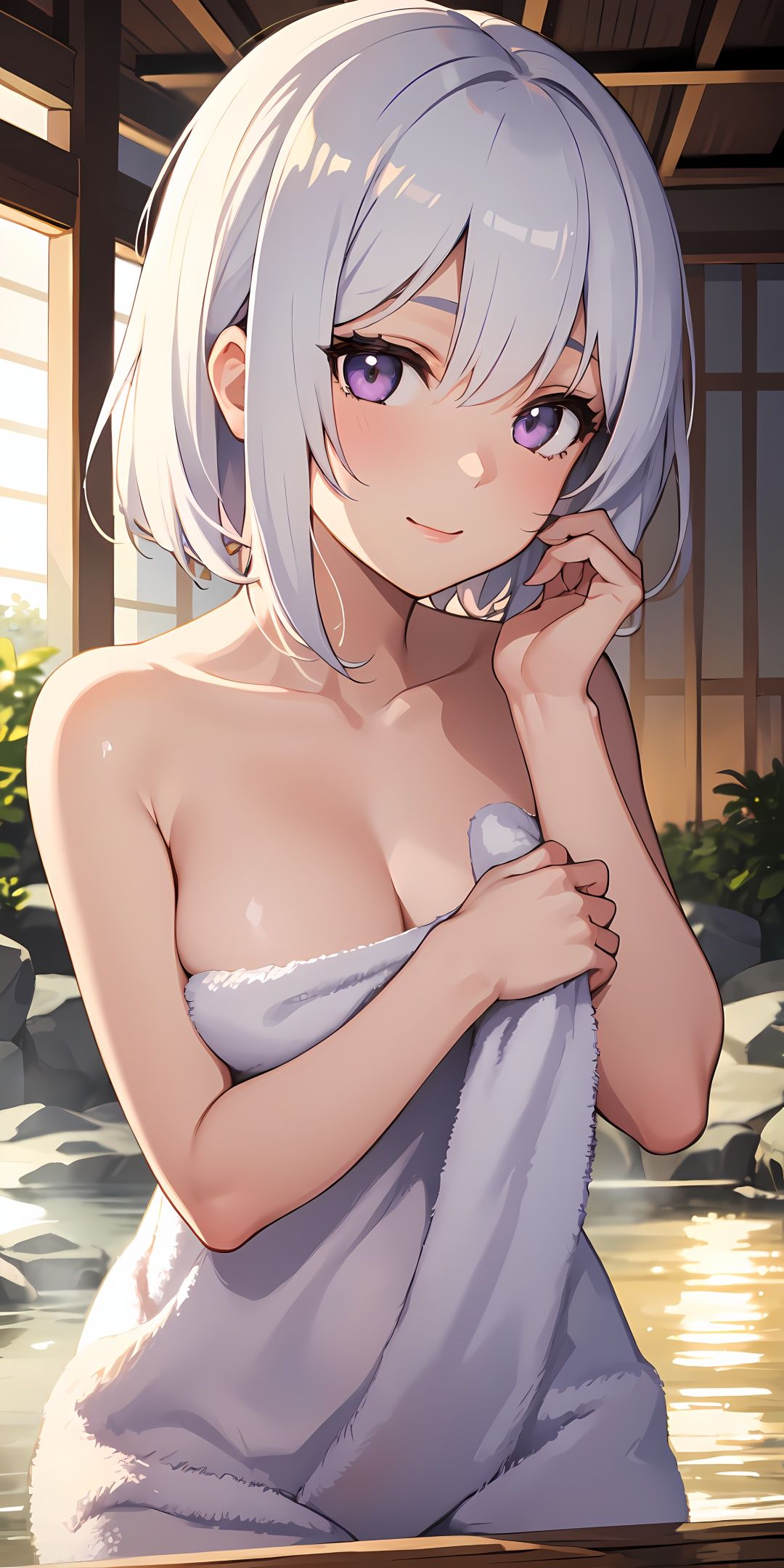 1girl,  white hair,  purple eyes on Tensor.Art