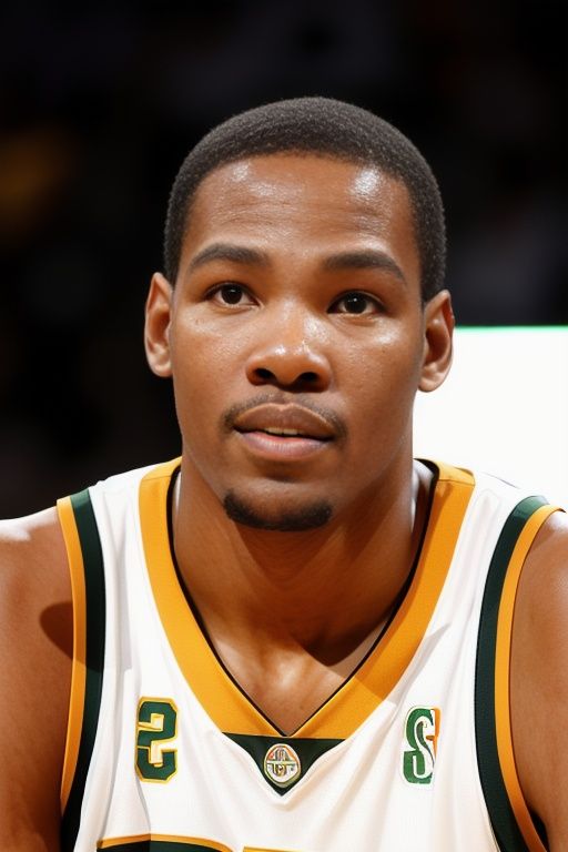 realistic,best quality,RAW photo, Movie lighting,a man,Durant_Sonics,kd2007,35jersey,<lora:KD_V3-000019:0.5>,skinhead,shiny skin,Looking at the camera,portrait, 