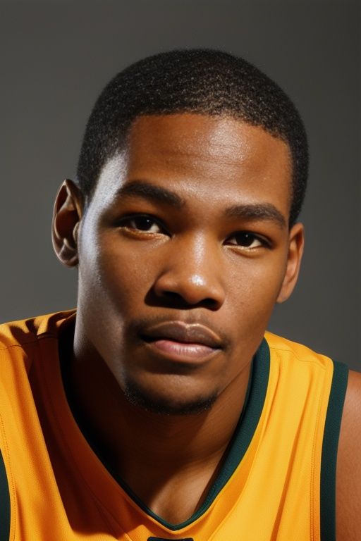 realistic,best quality,RAW photo, Movie lighting,a man,Durant_Sonics,kd2007,35jersey,<lora:KD_V3-000010:0.6>,skinhead,shiny skin,Looking at the camera,portrait, 
