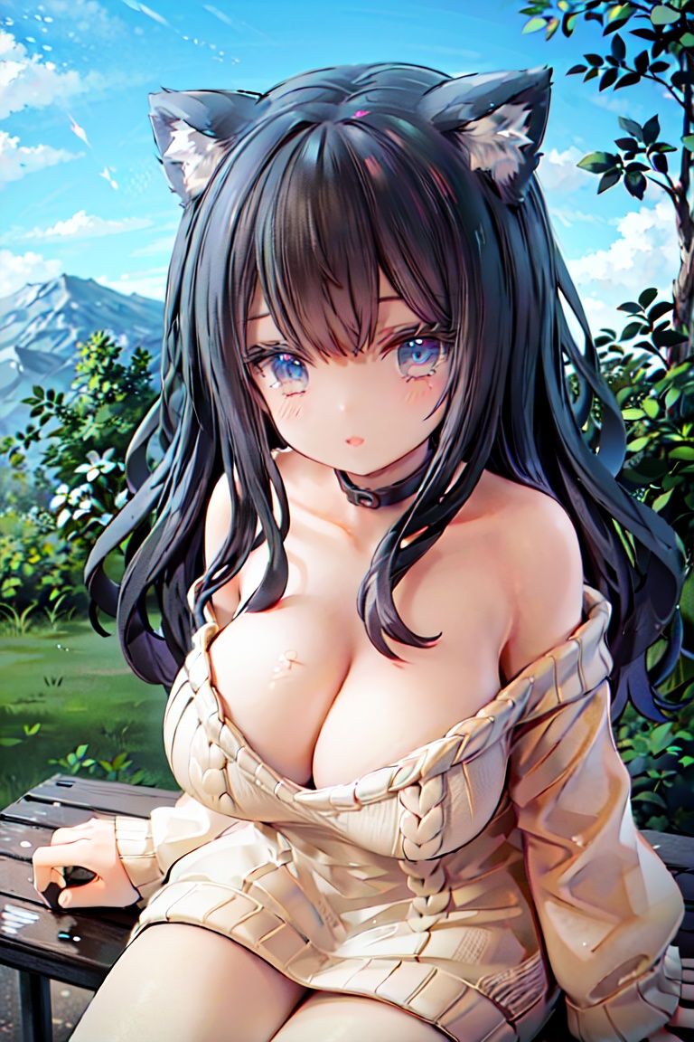 fusou\(azur lane\),  off-shoulder_sweater,  animal ears on Tensor.Art