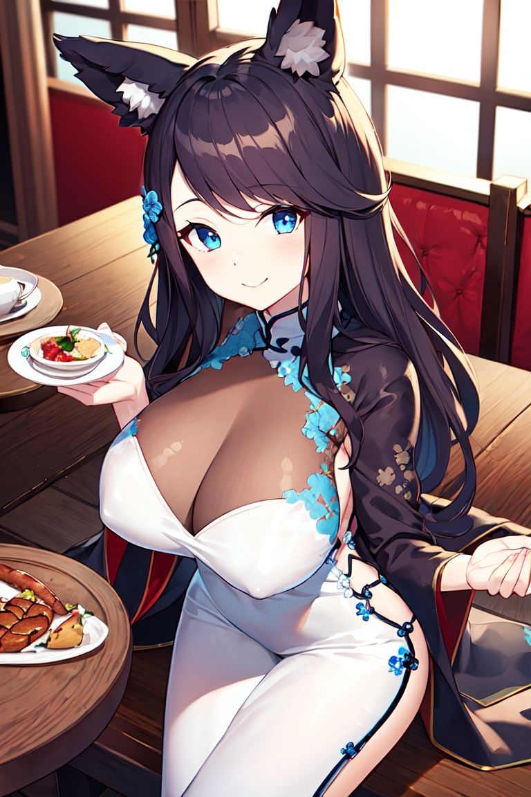 fusou\(azur lane\),  china dress,  coat on Tensor.Art