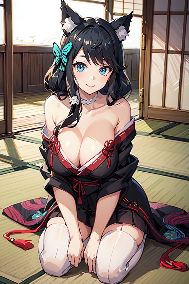 fusou\(azur lane\),  black_kimono,  pleated_skirt on Tensor.Art