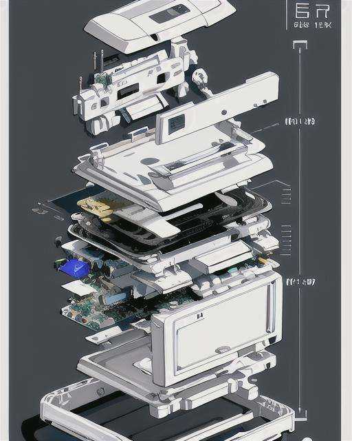 <lora:拆解:1>Disassembly diagram of a computer