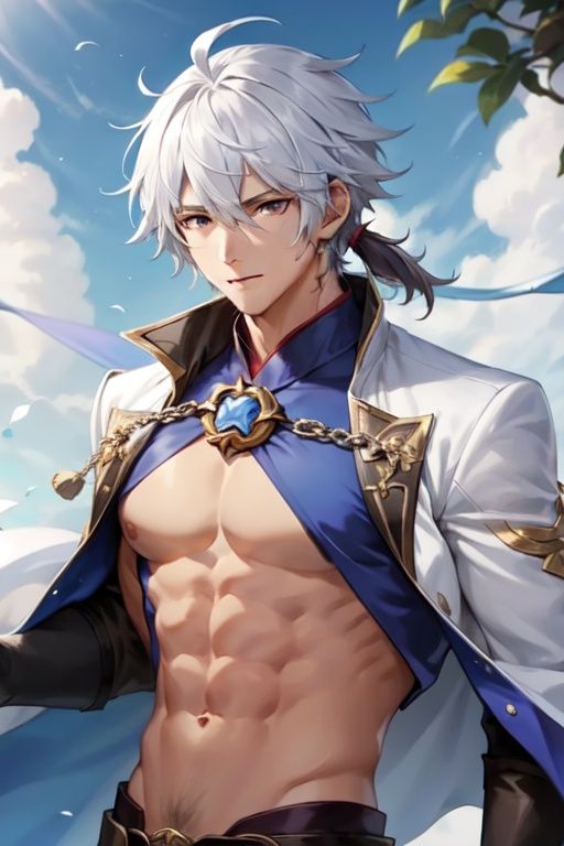 1boy,  male focus,  white hair on Tensor.Art