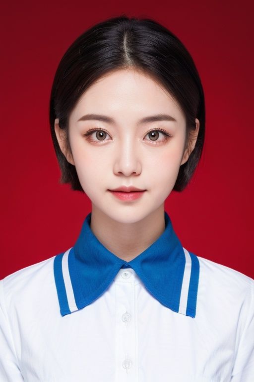 profile, (8k, RAW photo, best quality, masterpiece:1.2), (realistic, photo-realistic:1.37), ultra-detailed, 1 girl,cute, solo,beautiful  red background, beautiful detailed eyes,(collared shirt:1.1),(short hair:1.1),floating hair, <lora:EMS-2663-EMS:0.6>