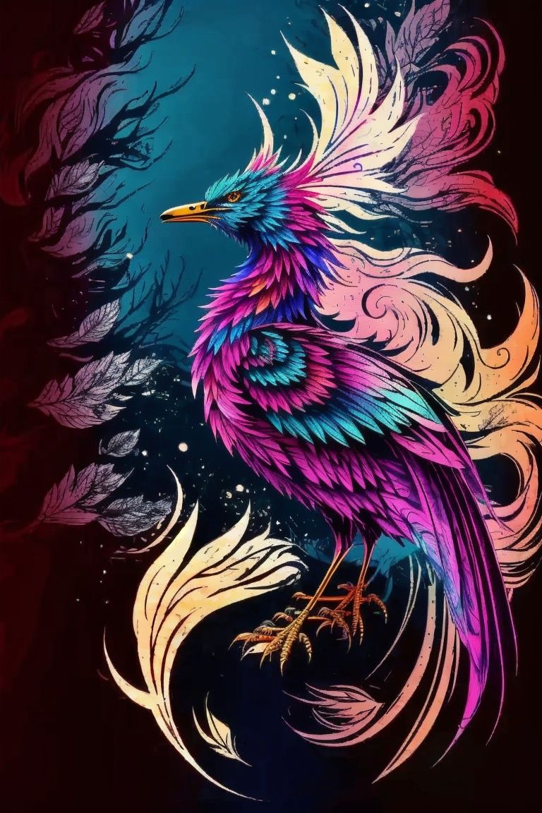 glowing, phoenix，glowing wing 