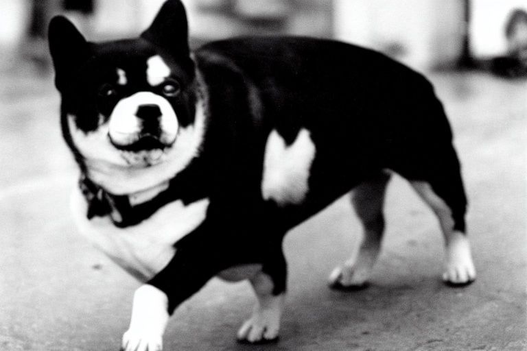moriyama photo, a fat dog, looking back, raw, hd, 8k  <lora:moriyama:1> 