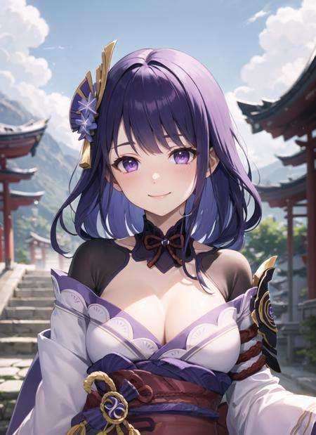 raidenshogundef,  upper body,  smile on Tensor.Art