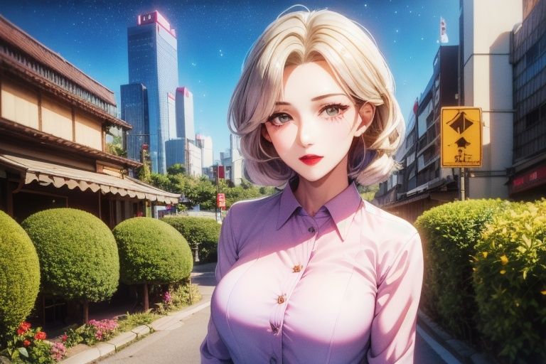 japmilf, (8k, RAW photo, best quality, masterpiece:1.2), ultra-detailed,1 girl,cute, solo,beautiful detailed sky,detailed tokyo street, beautiful detailed eyes,(collared shirt:1.1) flower dree, ,floating hair