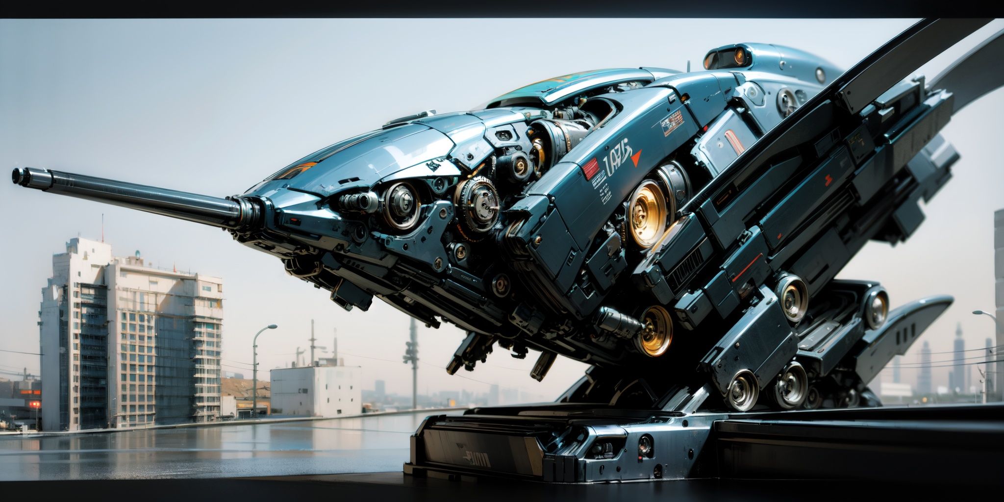 Mechanical Bird,hyper realistic,metal,professional photo, science fiction, sci-fi scenario, (night), natural light, cyberpunk, futuristic city, cyberpunk city, neon signs, highly detailed, (highly detailed background), multiple buildings in the background, detailed textures, wide angle, 8k, HDR, professional photoshoot, high quality photo, realistic photo, realistic shadows, detailed shadows, realistic proportions,film grain, raw photo,(front),  <lora:MechanicalBird:0.7>