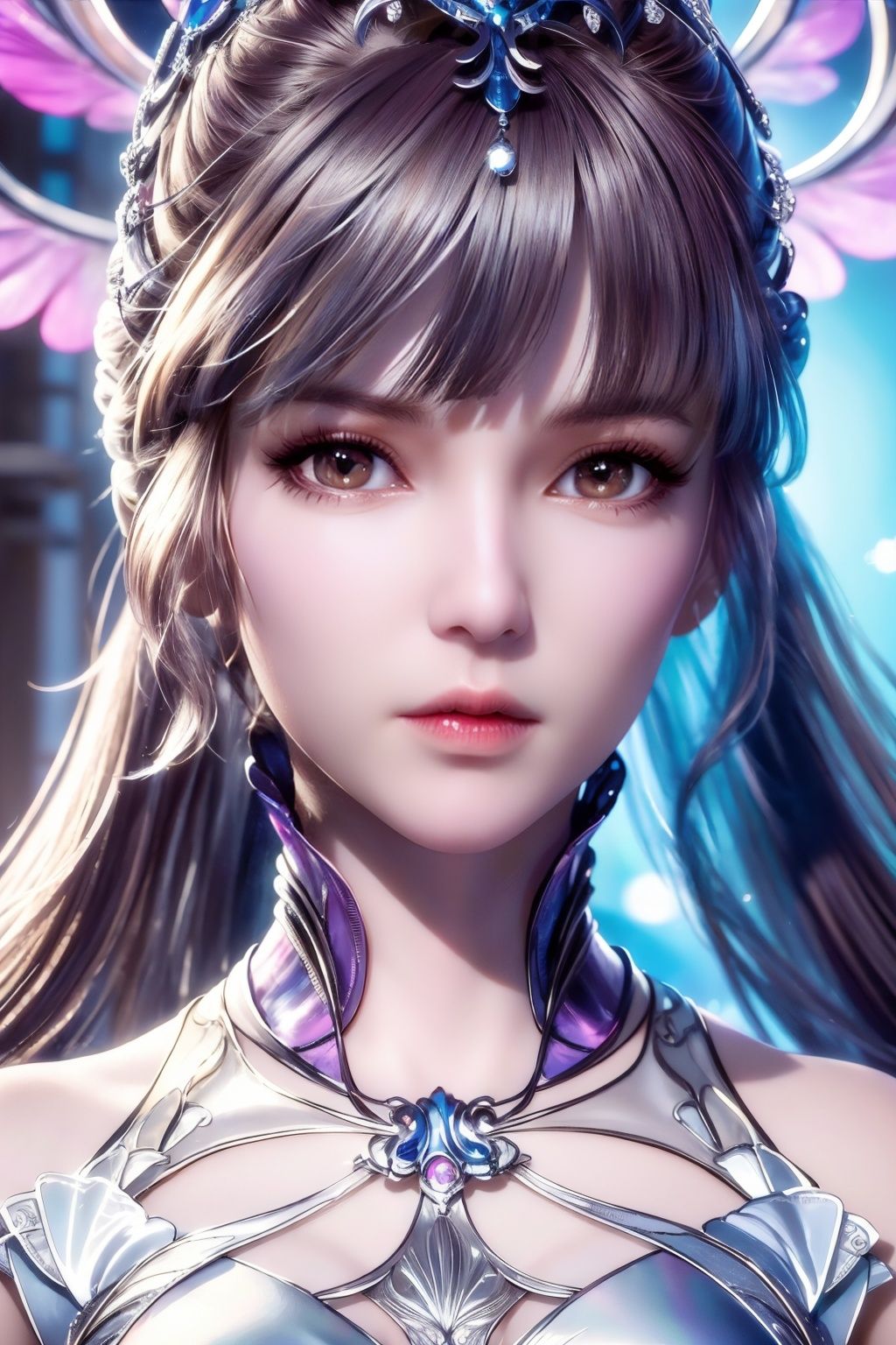 (Hyper Real), (illustration), (high resolution), (8K), (Very detailed), (Best Illustration), (Beautiful detailed eyes), (Best quality), (Super detailed), (Masterpiece), (the wallpaper), (Detailed face), Solo, (Dynamic pose), 1girl,jewelry,wings,dress,crystal,Peacock feathers,1 girl,yuyao,xwhd