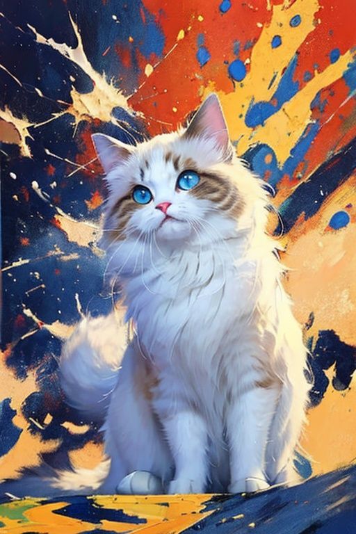 1cat,ragdoll,Paint-by-Numbers,color splash,<lora:Ragdoll_20230617183921-000004:0.6>,<lora:LAS:0.6>,no human,the best quality,Animal Focus,Fluffy,
