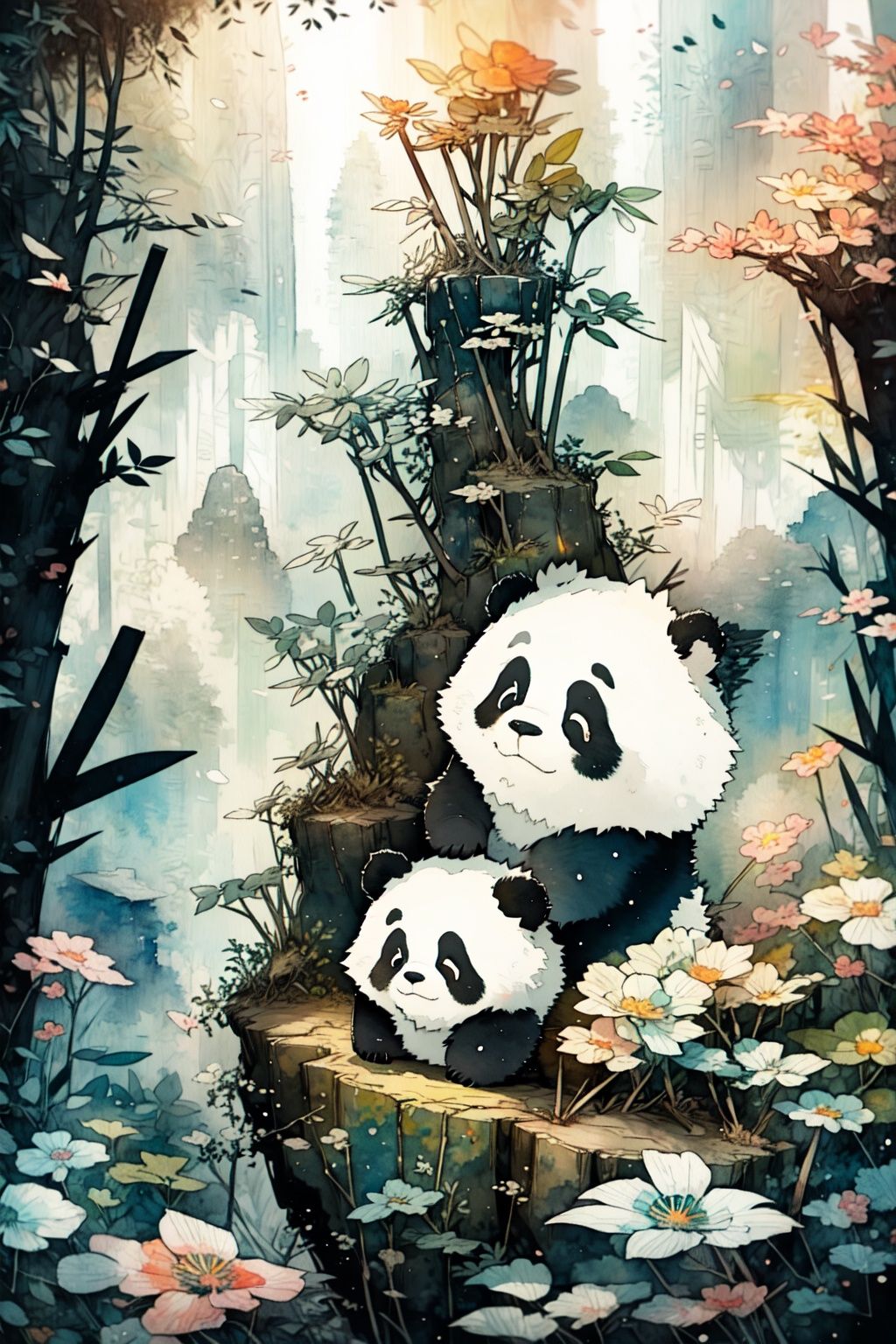 style of Jonny Duddle,  a tiny panda,  vietnam on Tensor.Art