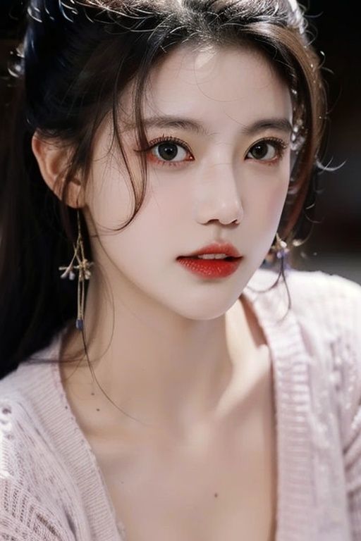 extremely detailed CG unity 8k wallpaper, looking at viewer, face, ,1girl,(((masterpiece))),(((bestquality))),8k,(cleavage),sweater,Thin face,pointed face,(((light persona))),shidudou,lactation,mxy,ycyycy,ycy2,zjm,psy