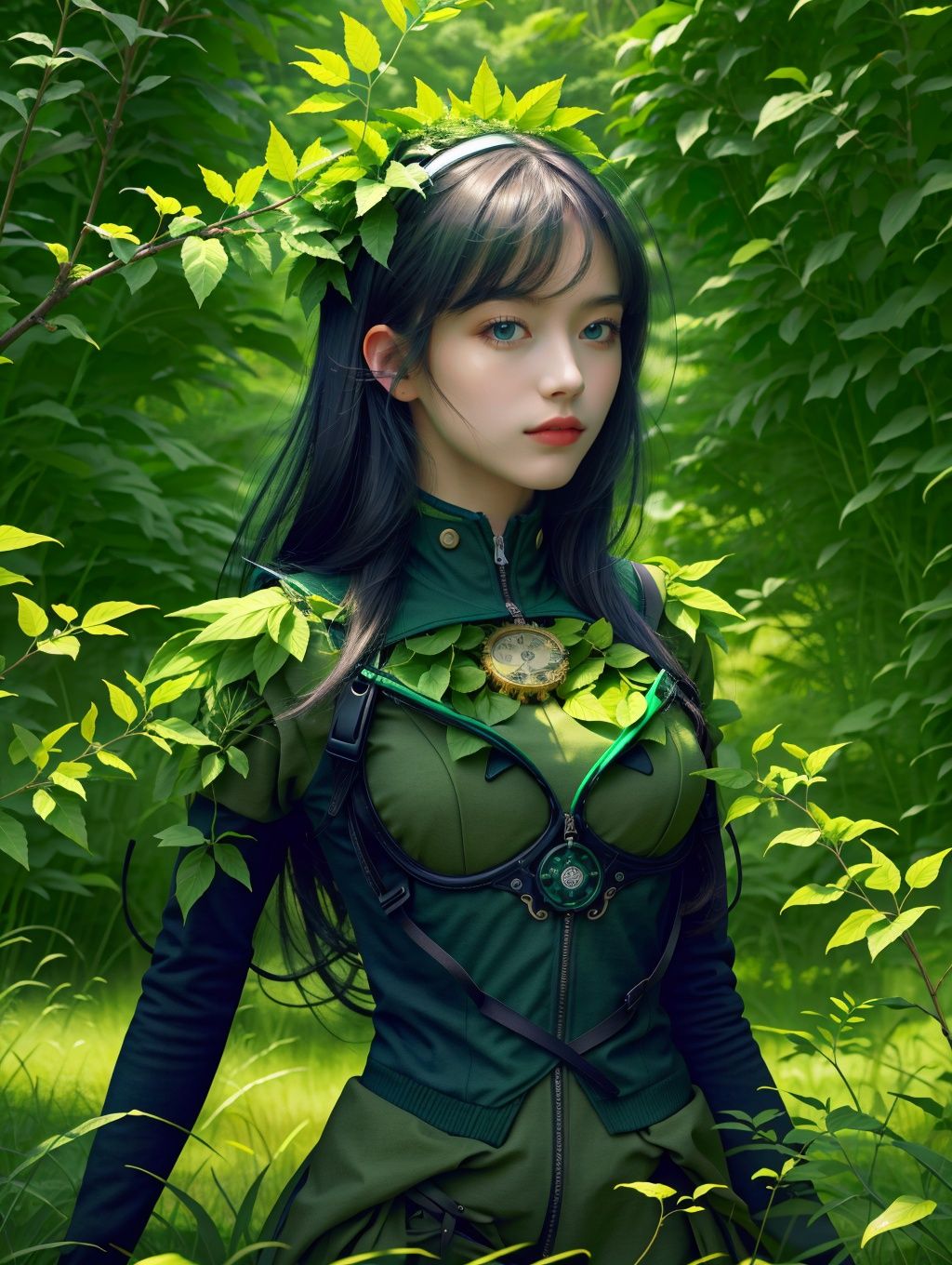 ((masterpiece)), ((best quality)), 8k, high detailed, ultra-detailed,1girl, clock, surreal clock,  vine clock, <lora:Clock's Adventure:1>