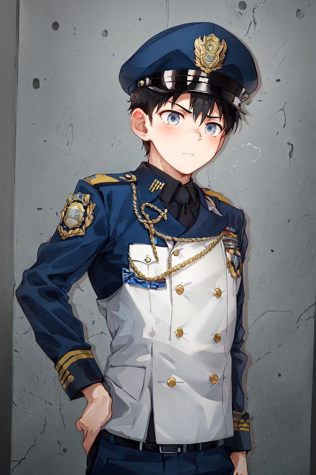 male，1boy，blank expression, cold expression, cold expression, officer, officer's uniform