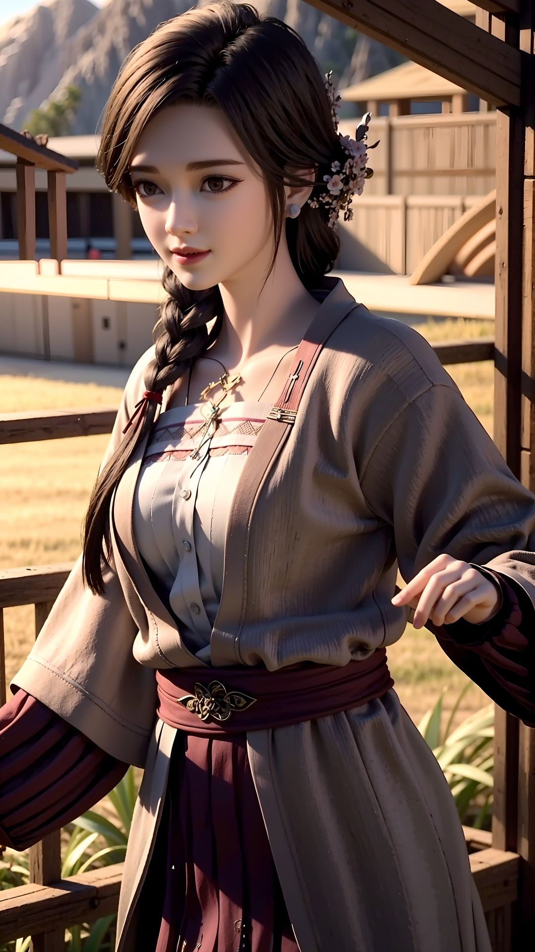 masterpiece,best quality,,1girl,black hair, chinese clothes, <lora:yingmo:0.6>,outdoor,cowboy shot, dynamic pose, dynamic angle