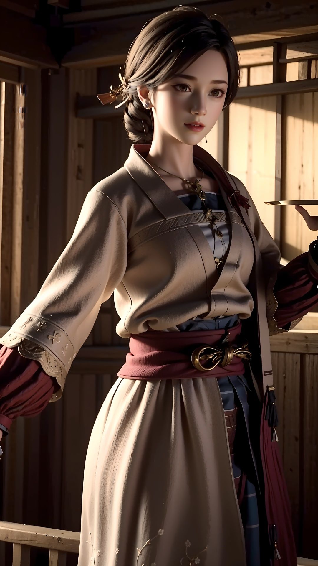 masterpiece,best quality,,1girl,black hair, chinese clothes, <lora:yingmo:0.6>,outdoor,cowboy shot, dynamic pose, dynamic angle