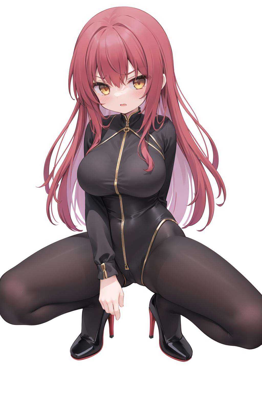 Girl,  long red hair,  curled hair on Tensor.Art