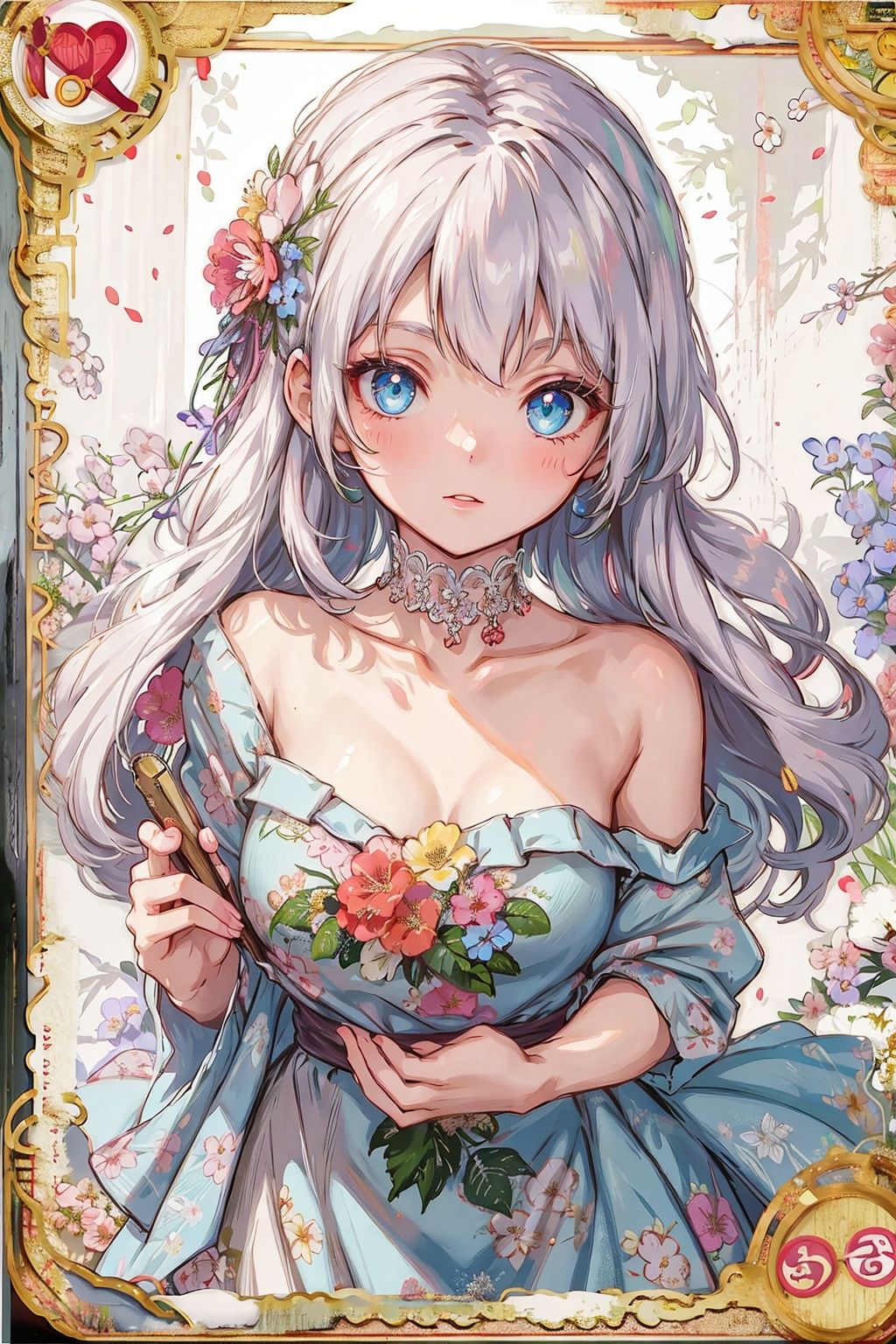 1girl, elegant floral dress, beautiful eyes,