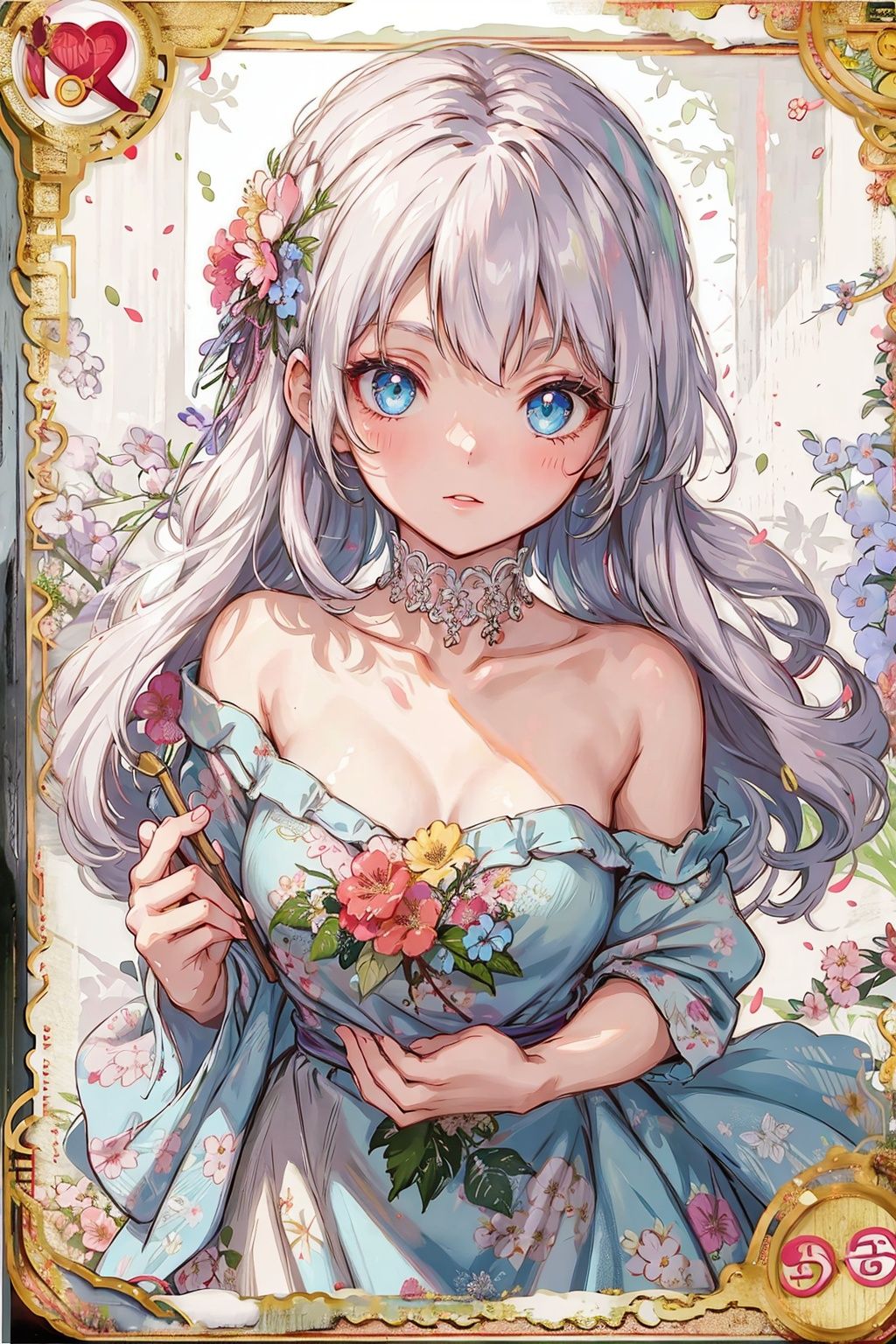 1girl, elegant floral dress, beautiful eyes,