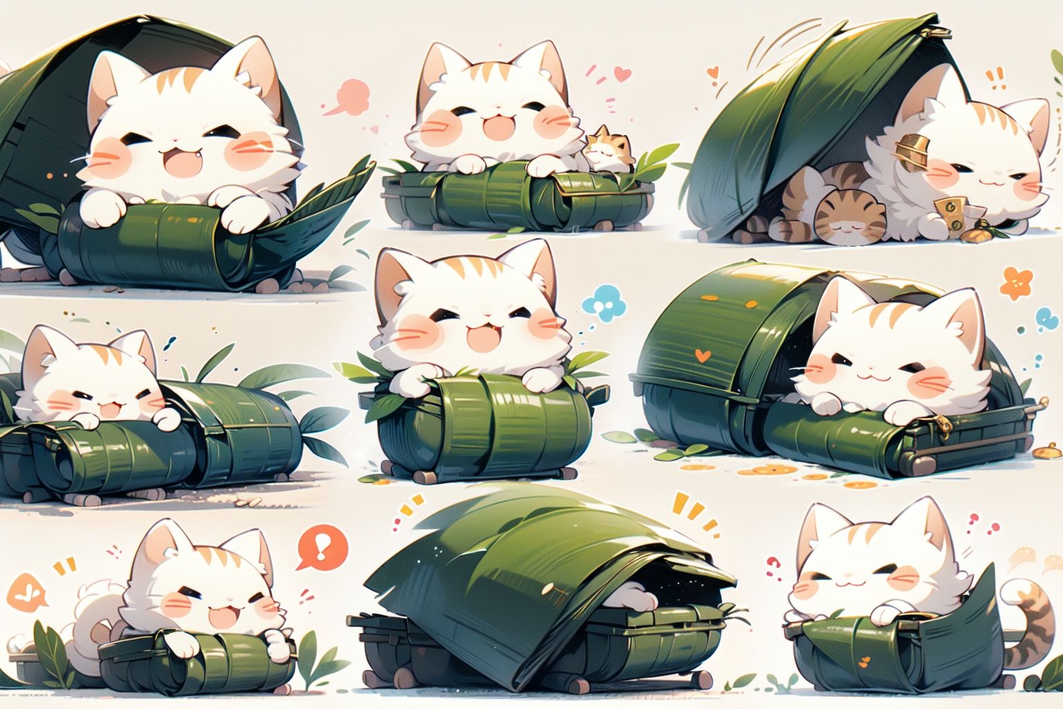 ,(Masterpiece:1.2, high quality),cat, no humans, closed eyes, !, open mouth, smile, sitting, blush, spoken exclamation mark, simple background, :3, blush stickers, animal focus, animal <lora:cat_20230627113759:1>