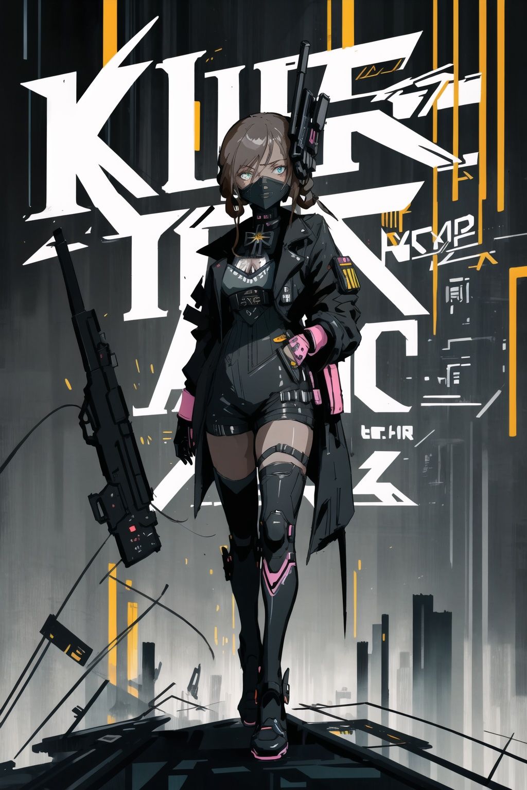 style of Beatrix Potter,  cyberpunk 2112 dead eye character,  in the style of noir comic art on Tensor.Art