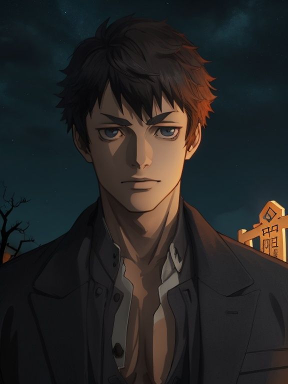 zuojiujian,face,1male,graveyard,lighting effect,masterpiece, best quality,<lora:zuojiujian-v2:0.9>