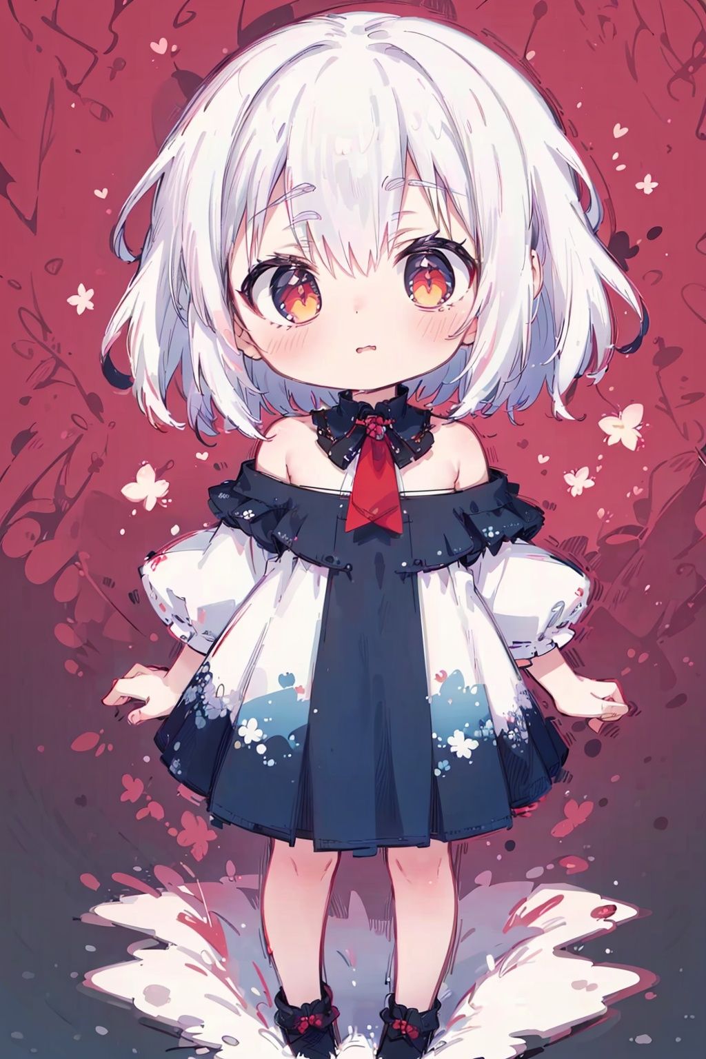 (little loli:1.3), (child:1.2), (Girlish body type), (masterpiece), Exquisite visuals, high-definition, (ultra detailed), finely detail, ((solo)), ((gawr gura)), (medium hair), (white Silver hair), (gradient red), (beautiful detailed eyes), Kawai, loveliness, off shoulder, looking at viewer, bare shoulders, standing, ((full body)), pale skin, (best quality)