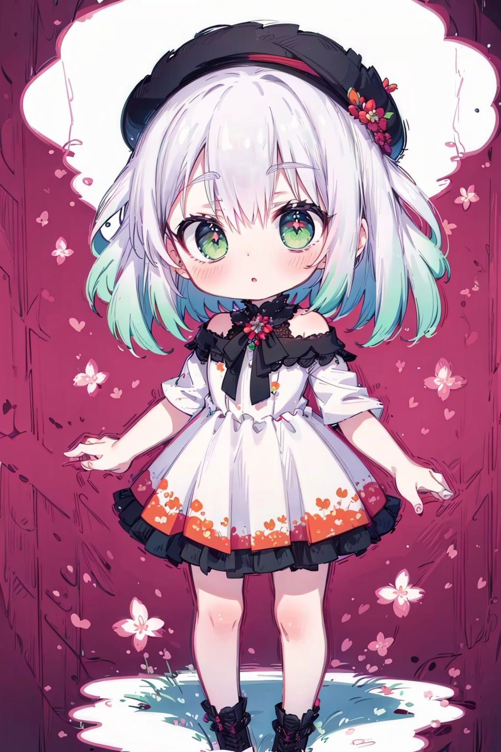 (little loli:1.3), (child:1.2), (Girlish body type), (masterpiece), Exquisite visuals, high-definition, (ultra detailed), finely detail, ((solo)), ((gawr gura)), (medium hair), (white Silver hair), (gradient green), (beautiful detailed eyes), Kawai, loveliness, off shoulder, looking at viewer, bare shoulders, standing, ((full body)), pale skin, (best quality), anatomically correct, UHD, 16k