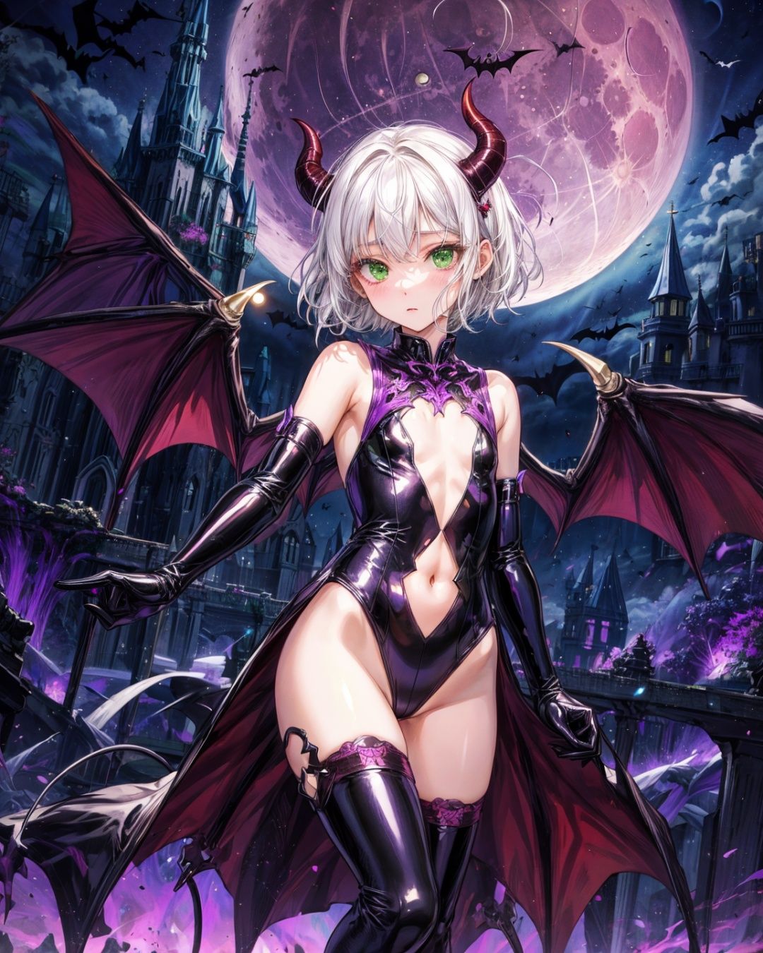 kozue,  white hair green eyes,  impossible on Tensor.Art