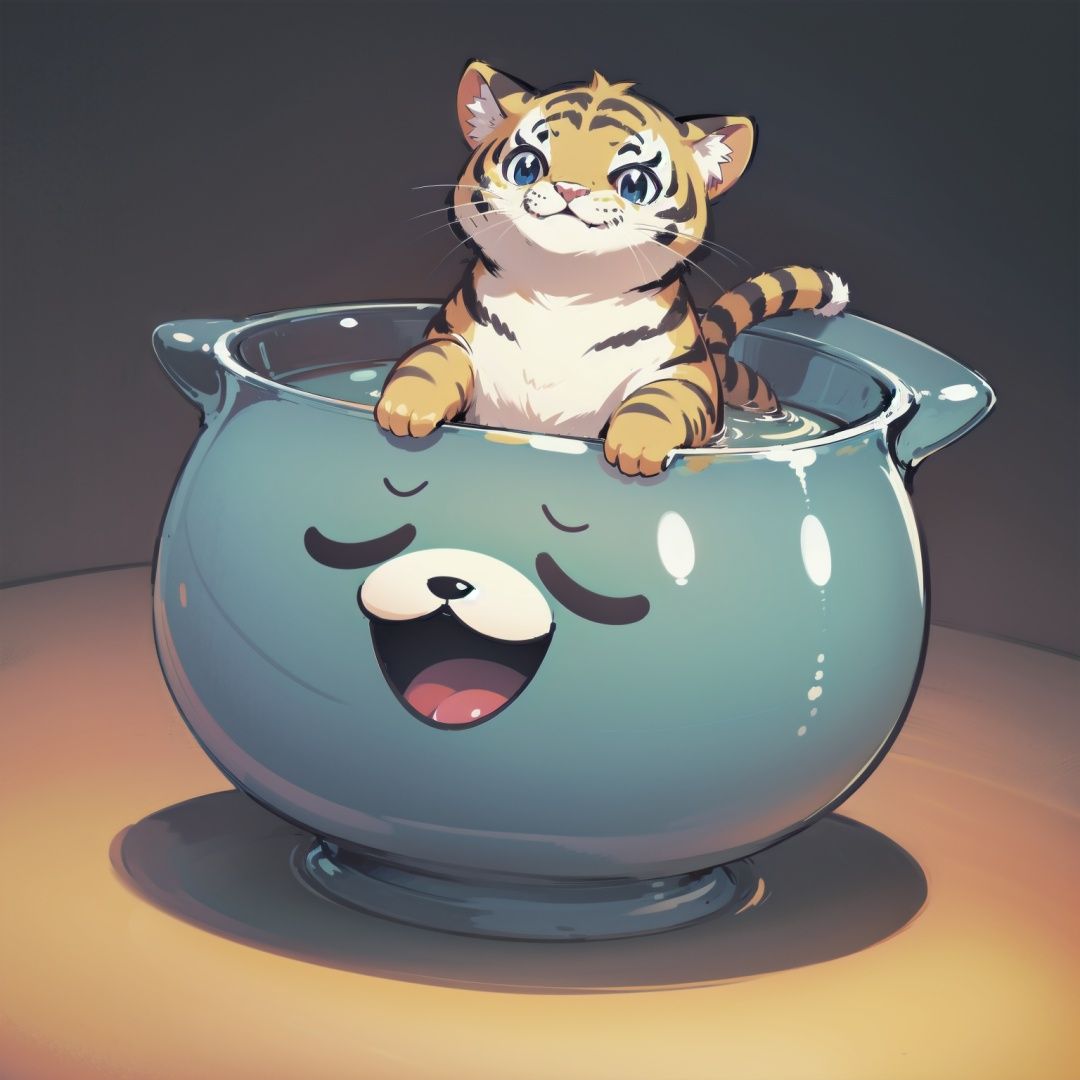 little cute slime tiger,  no humans on Tensor.Art