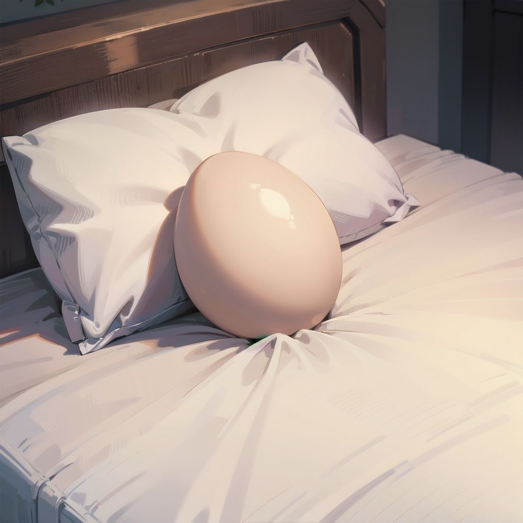 egg on bed,  pillow on Tensor.Art