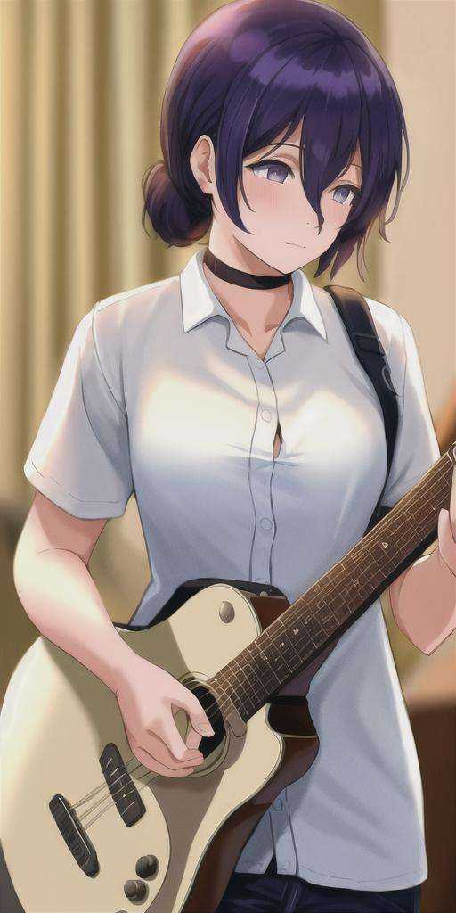 a girl playing guitar,  detail,  masterpiece by LuckyHorse on Tensor.Art