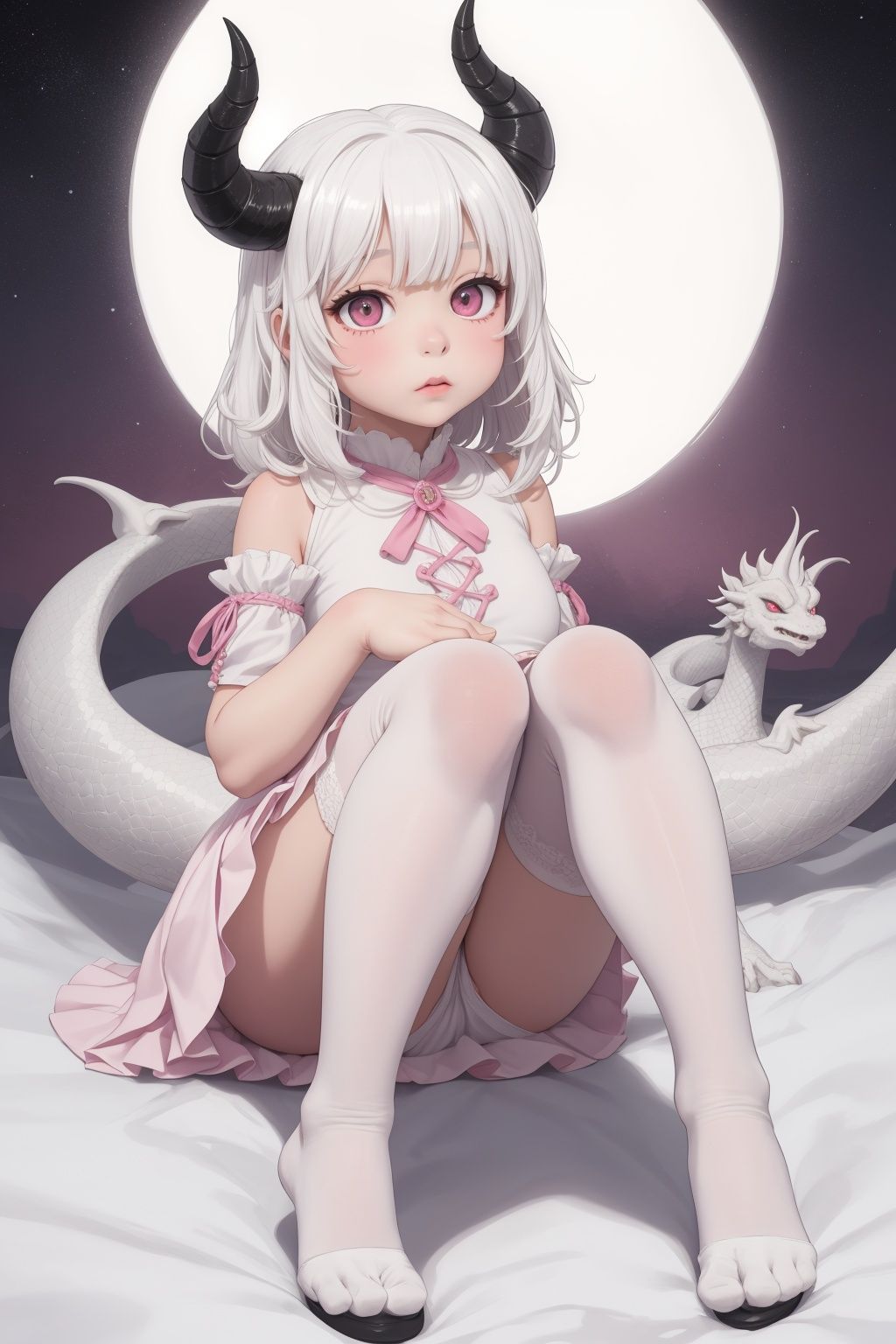 A seven-year-old girl with a round face,  big eyes,  high bangs on Tensor.Art