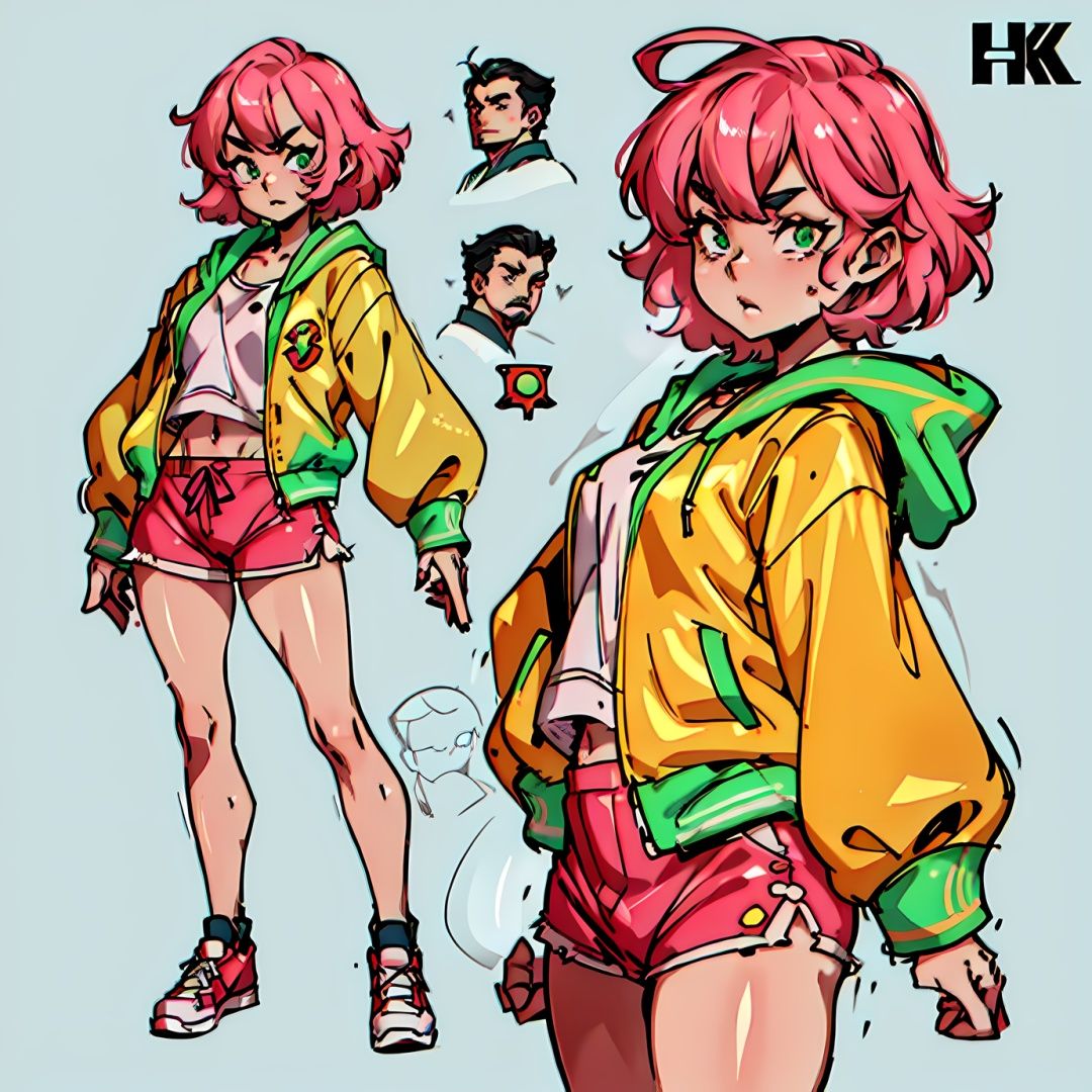 1girl,  ,  (orange jacket on Tensor.Art