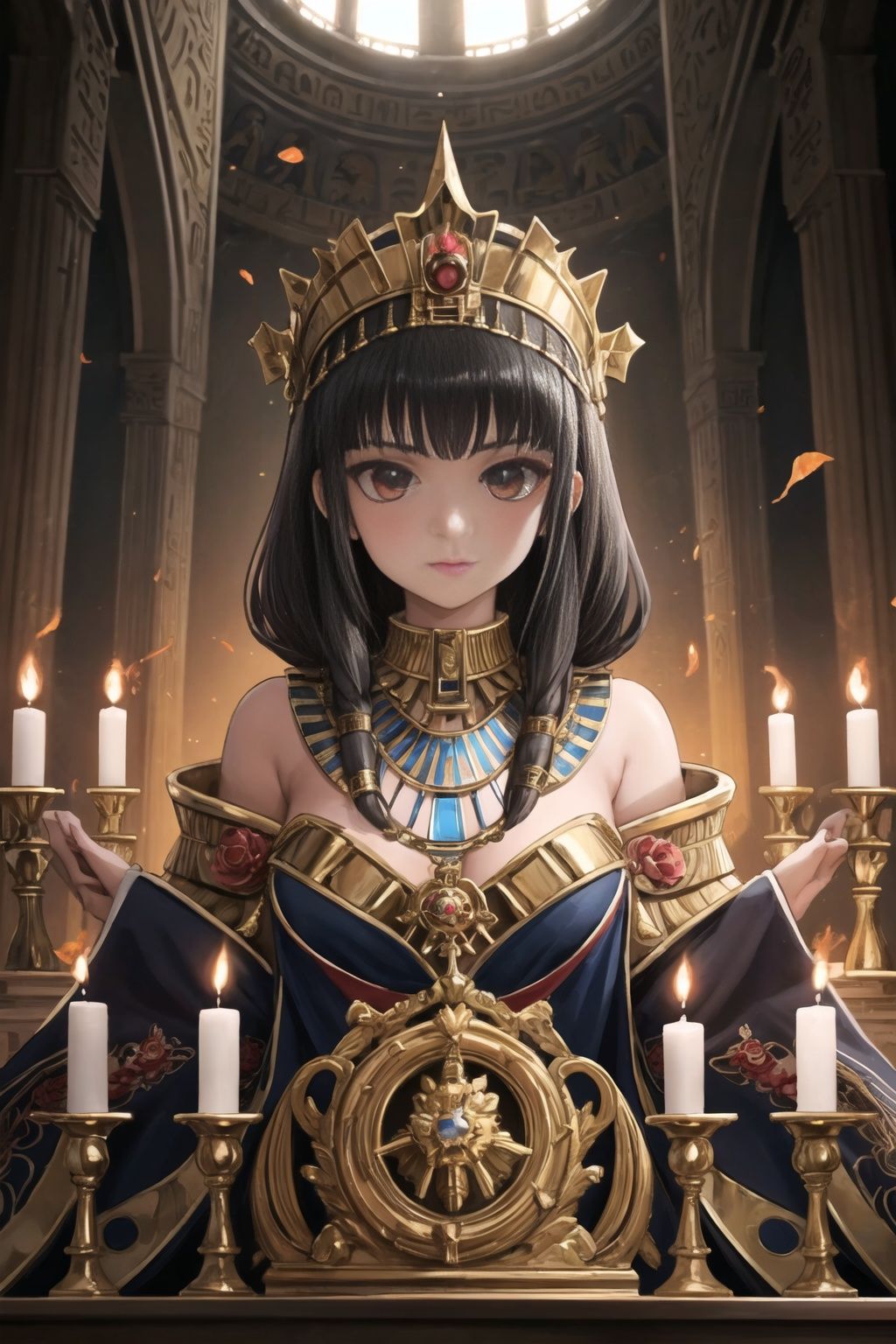1girl,  solo,  portrait of godanubis with altar of fire on Tensor.Art