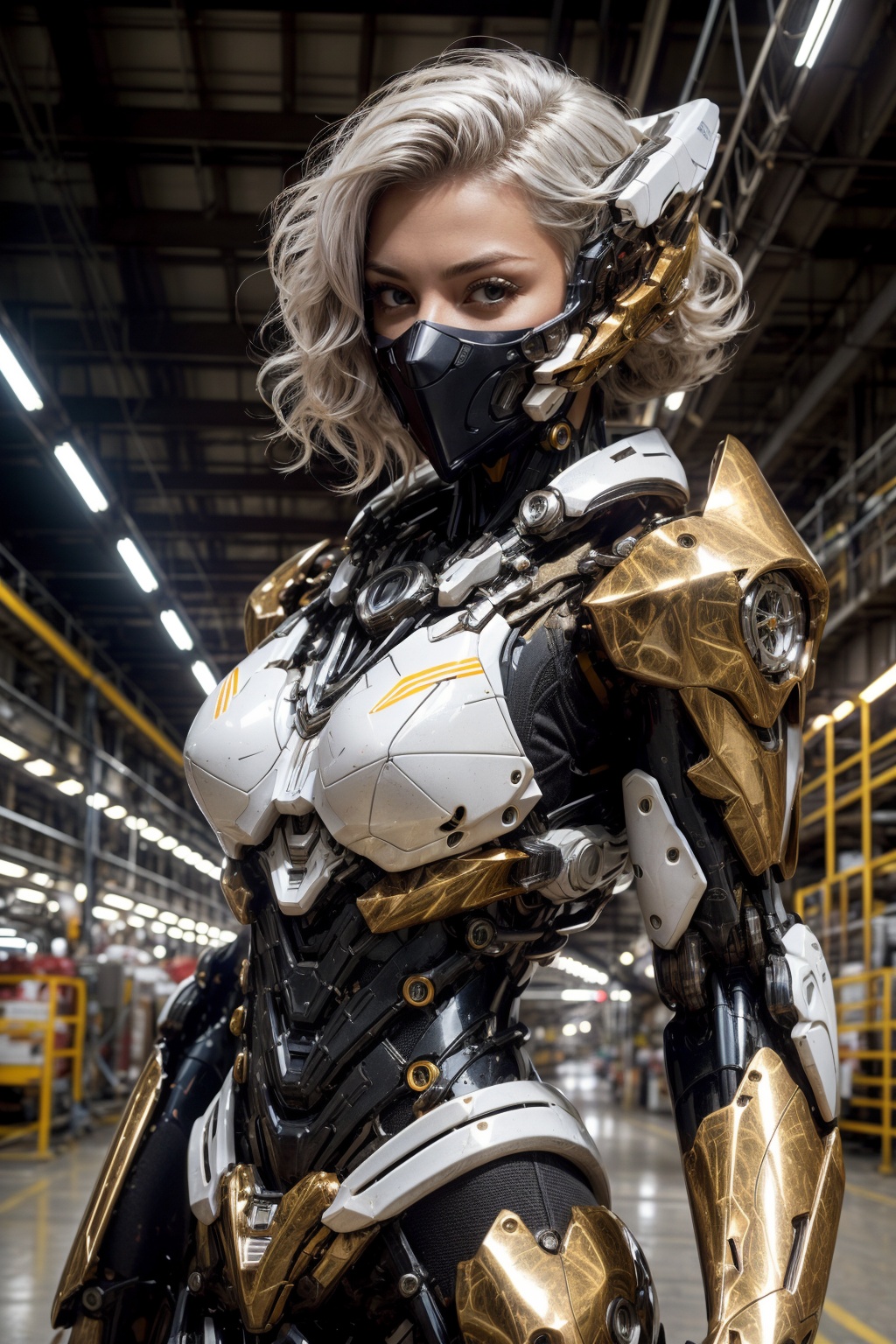 mecha musume,  face mask,  upper body on Tensor.Art