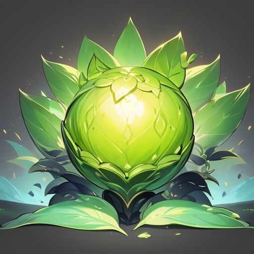 plants niji style,game icon for a martial soul cultivation game featuring a mystical herb called "Dreamfruit." This peculiar fruit grows in the depths of a mysterious forest and comes in a variety of different shapes and sizes. The design should have a flat style, with a black background, highlighting the diversity of the fruits <lora:game_武魂仙草_v0.1:1>