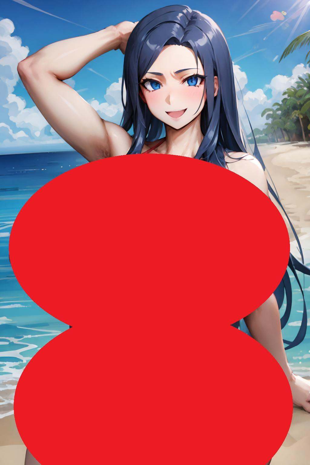 1girl,solo,gigantic breasts,invincibledragon,nipplebikini,smile,beach<lora:kunaboto 2:1>  <lora:invincible dragon 2:1>