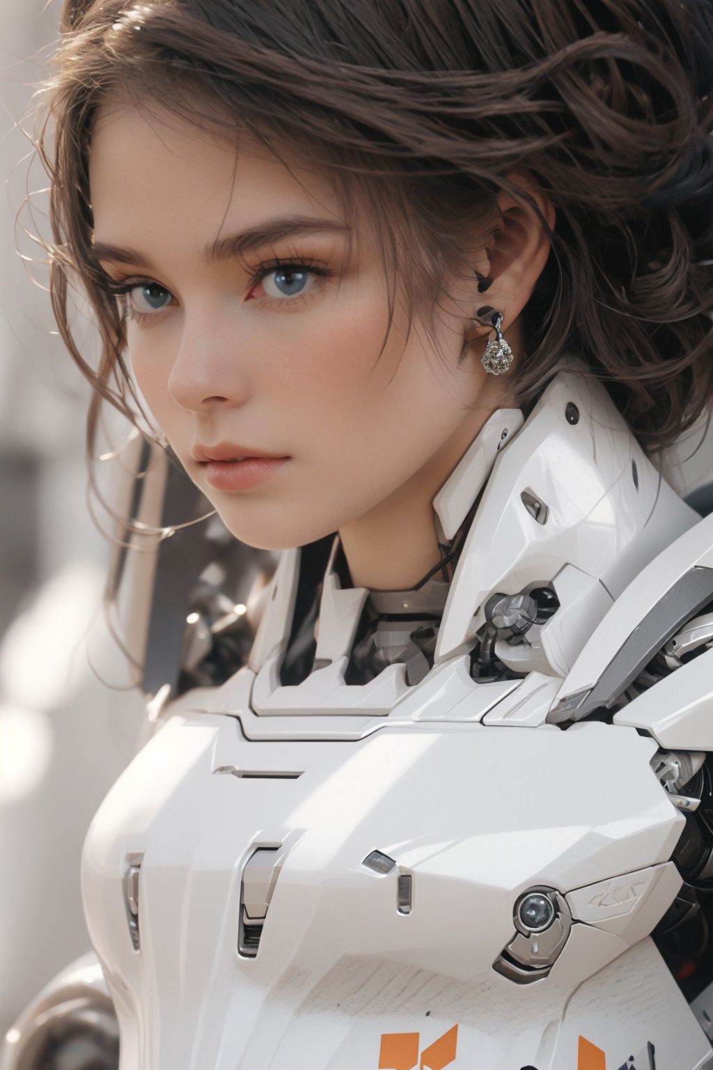 (8k, RAW photo, best quality, masterpiece:1.2), (realistic, photo-realistic:1.2)(raw photo) (extremely detailed CG unity 8k wallpaper) detailed and intricate, original,highres,[1girl:background:0.6]looking at viewer,upper  body,red shidudou,  ,machinery,, Mecha,真实,照片,chibi,,armor,full_body,science fiction,robot,bodysuit