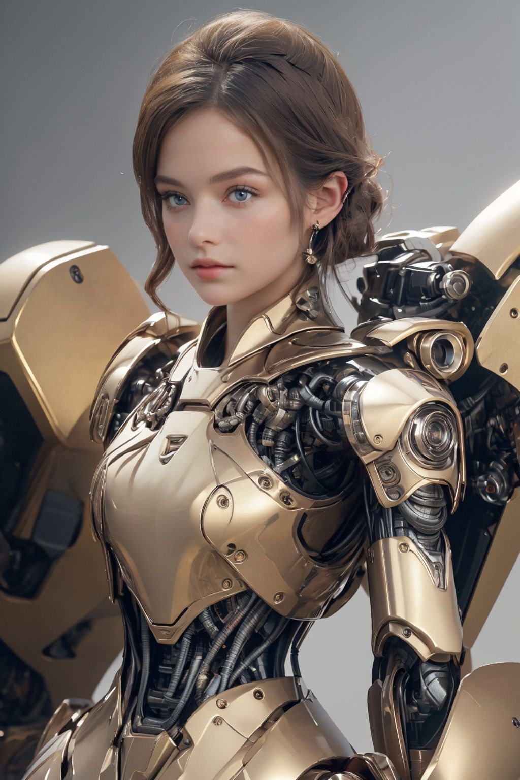 (8k, RAW photo, best quality, masterpiece:1.2), (realistic, photo-realistic:1.2)(raw photo) (extremely detailed CG unity 8k wallpaper) detailed and intricate, original, highres, [1boy:background:0.6] looking at viewer, upper body, red shidudou, machinery, Mecha, real, photo, chibi, armor, full_body, science fiction, robot, bodysuit.
