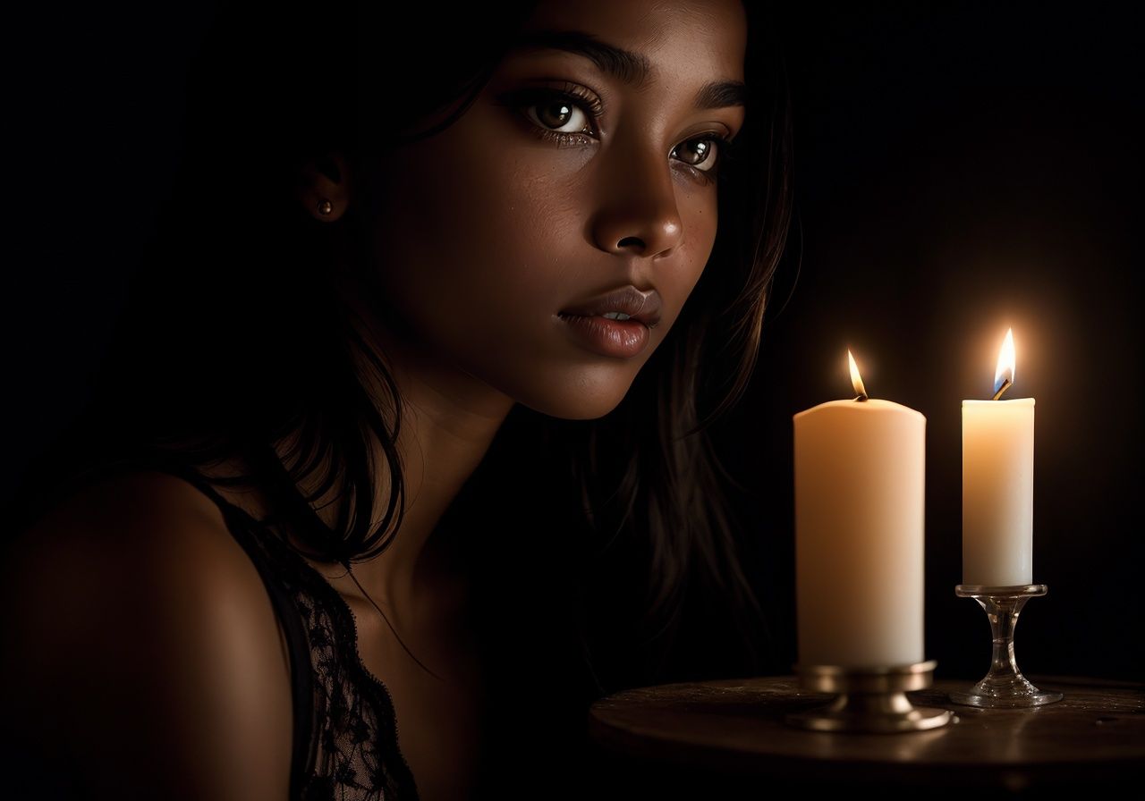 award winning of a beautiful black woman in an abandoned house,  erotic pose,  black lace dress on Tensor.Art