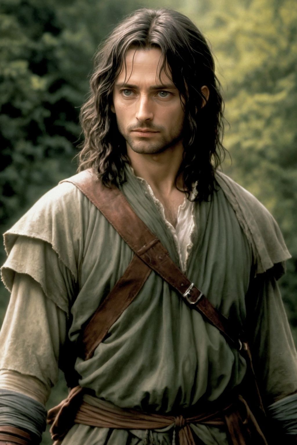 photo of the warrior Aragorn from Lord of the Rings,  film grain on Tensor.Art