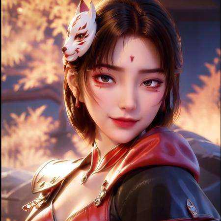 RAW,4k, (absurdres:1.4), 1girl, colorful,solo,only faces, (masterpiece, best quality), cowboy shot, (detailed skin:1.3, detailed face:1.4), dslr, realistic, looking at viewer, sharp focus, delicate, (korean beauty, korean mixed), (mature female:1.2), (thick thighs:1.1, narrow :1.1),chan,fox mask,mask_on_head,seductive smile,makeup, rouge \(makeup\), (fox_tail_eye-makeup),(eyebrow flower),collarbone, <lora:2023-05-16_100629:0.64> <lora:fashionGirl_v47:0.3> <lora:???shojovibe_v11 :0.3> <lora:koreanDollLikeness_v15:0.2>