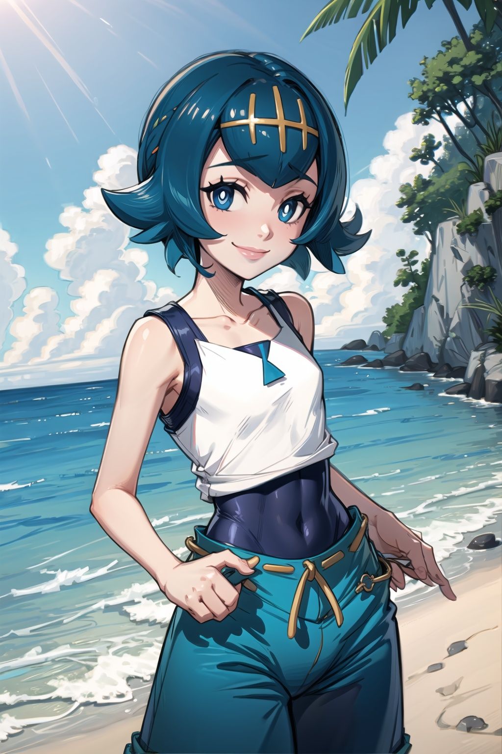 lana \(pokemon\),  flat chest,  smile on Tensor.Art