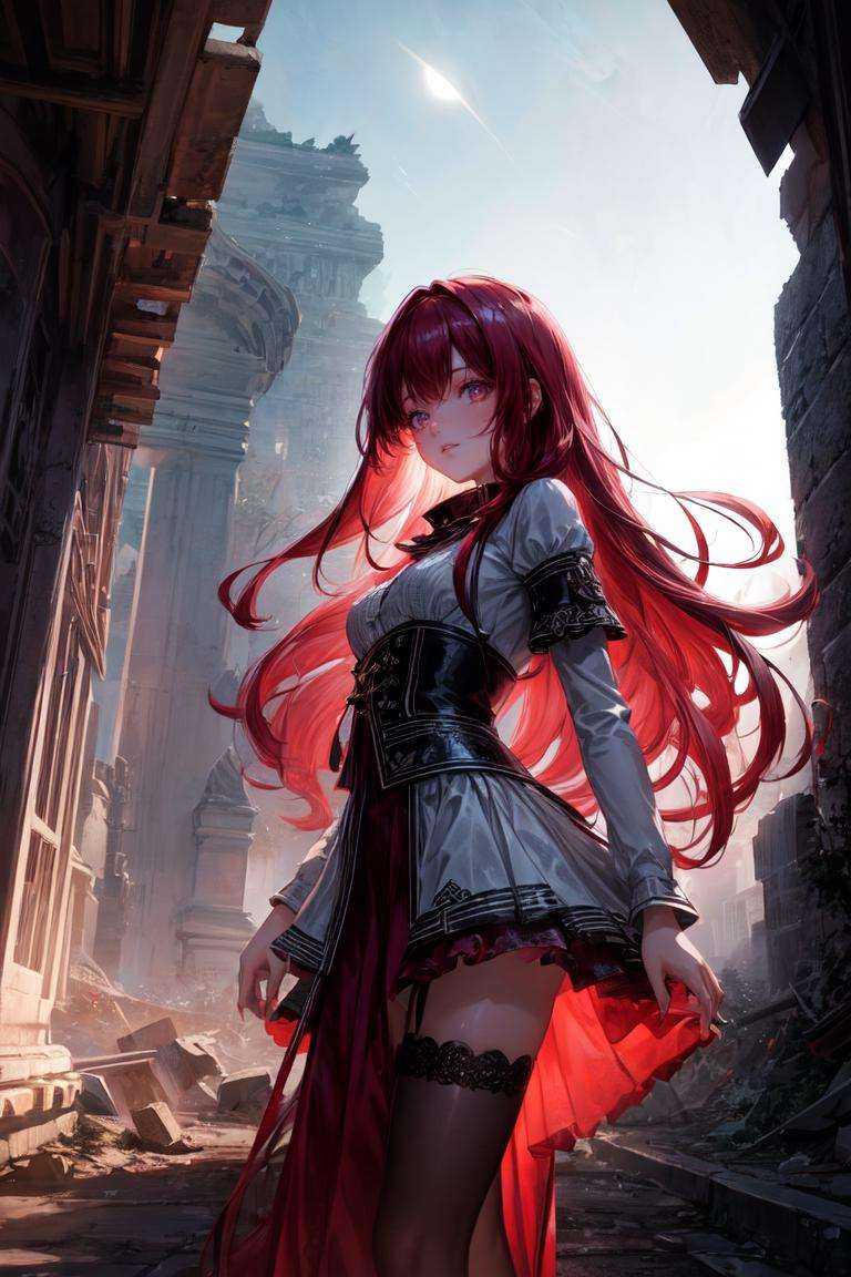 1girl,  mature,  long scarlet hair on Tensor.Art