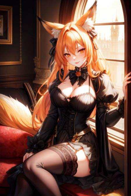 orange eyes,  blonde hair,  fox ears on Tensor.Art